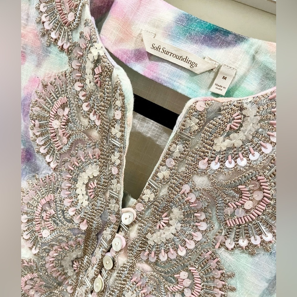 Soft Surroundings Bazille Beaded Sequins Boho Tie Dye
Coastal Tunic Size Medium - Picture 5 of 8